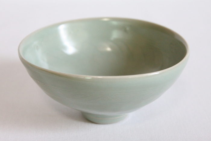 古代 高麗青磁 変形茶碗 直径17.5cm 木箱付 東H5-0714④タニチ - 美術品